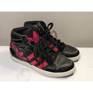 Adidas Hard Court Hi Big Logo Pink Black Sneakers US Womens 7